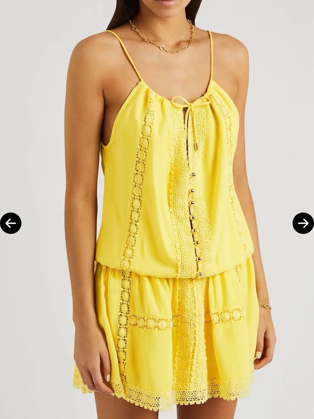 Melissa Odabash Yellow Lace-Trim Dress